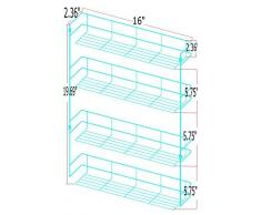Scaffale porta spezie/portaspezie a 4 piani, 50x41x6 cm - Ripiano per le spezie in design quadrato / 4 ripiani / mensola per le erbe (facile da installare) - adatta sia per il montaggio su una parete che in un armadio.