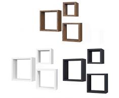 Kasahome Set 3 Mensole Moduli da Parete Mensola Quadrata Cubo Scaffale Pensile Arredo Pensili Scaffali in Legno MDF Arredo Casa Vari Colori 35x35x12 cm (Bianco)