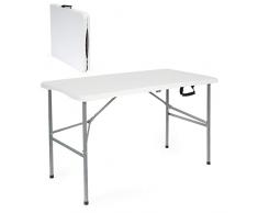 Wiltec Toboli Tavolo da campeggio richiudibile Tavolino da esterno pieghevole Giardino 120x60x74cm Bianco