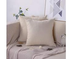 Artscope Confezione da 2 Federe Decorativo Cuscini per Divani Cotone Biancheria Gettare Tinta Unita Caso Federa per Cuscino Divano Letto Auto 45 x 45 cm (Beige)