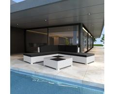 vidaXL Divano da Giardino Set 15 pz in Polirattan Bianco Sofa con Cuscini