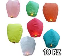 SKY LANTERN LANTERNA LANTERNE CINESE VOLANTE MINI MONGOLFIERA 10 PZ COLORI MISTI