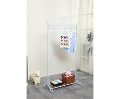 NEUN WELTEN Stand appendiabiti in metallo di qualità - Elegante e solido - Design unico - Deposito Stile Vintage - Ferro battuto con mensola - Bianco