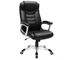 Songmics Sedia da Ufficio Sedia Girevole Office Poltrona Sedia nero OBG21B