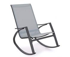 Bizzotto Poltrona POLTRONE Sedia A Dondolo DEMID da Giardino per Esterno TEXILENE Veranda (Grigio)