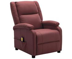 vidaXL Poltrona Massaggiante Reclinabile Rosso Vino in Similpelle
