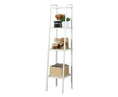 cosiddetto libreria, scaffale a scala, scaffale per piante, bonsai in metallo, con 4 ripiani per riporre oggetti