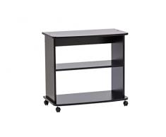 Mobile Carrello H.71 L.75 P.40, Porta TV, Stampante, Hi-Fi, (Nero)