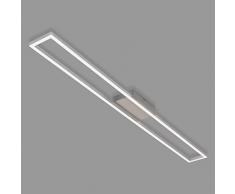 Briloner Leuchten - Lampada da soffitto a LED, plafoniera dimmerabile, incl. funzione di memoria, 20 Watt, 1.800 Lumen, 3.000 Kelvin, opaco-nichel-alluminio, 1100x120x50mm (LxPxH)
