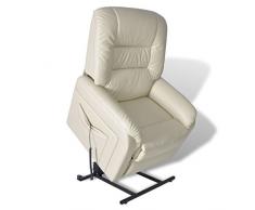 vidaXL Poltrona Elettrica Reclinabile Alzapersona Similpelle Beige Sedia Relax