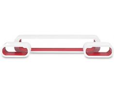 lyrlody- Set 3 Mensole da Muro Rettangolare, Libreria da Parete Design Quadrato Mensola Scaffale, Bianco Opaco + Rosso, in Legno MDF