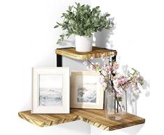 SRIWATANA Mensola Angolare da Muro Scaffale Angolare Legno a 2 Ripiani Mensole Cucina da Parete 22.5 x 30 x 30 cm Mensole da Muro Design per Cucina, Soggiorno, Bagno, Massimo 10 KG