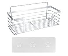 Mensola Bagno Adesivo in Acciaio Inox, Portaoggetti da Bagno Senza Foratura, Mensola Porta da Doccia per Shampoo, Sapone, Spugna, Cucina
