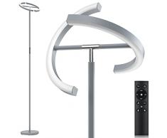 SIBRILLE Lampada da Terra LED Dimmerabile, Lampade da Terra 20W 1300LM Lampada da Lettura Bianco Caldo Bianco Freddo per Ufficio Soggiorno Camera da Letto Hotel (Grigio-Argento)