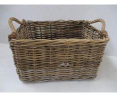CESTO PORTA LEGNA VIMINI IN GIUNCO KUBO CM 50x40X29 H ALTEZZA MISURE SENZA CALCOLARE I MANICI