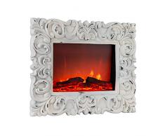 KLARSTEIN Alpbach - Camino Elettrico, 1800 Watt, 2 Livelli Riscaldanti, 65x51,5x14 cm, Effetto Fiamma Realistico con Letto di Braci, Finestra Panoramica, Telaio in Resina, Effetto Legno, Bianco