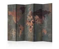 murando Paravento Mappamondo 225x172 cm Stampa unilaterale su Tela in TNT Parete Divisoria Interno Separatore Stanza Pieghevole Decorazioni Beige Marrone Nero k-A-0057-z-c