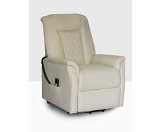 Poltrona relax elettrica Michelle con sistema alzapersona/reclinabile in ecopelle beige (doppio motore)