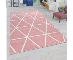 Paco Home Tappeto da Soggiorno, Moderni Colori Pastello, Stile scandinavo, con Motivo a Rombi, Dimensione:70x140 cm, Colore:Pink