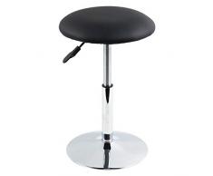 FURWOO Sgabello rotondo in pelle PU, altezza regolabile, girevole per casa, ufficio, scrivania, sgabello a forma di torta, girevole, per scrivania, negozio, per la casa, piccolo (nero)