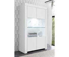 Arredocasagmb.it vetrina 2 Ante Moderno Bianco Opaco Soggiorno Madia Buffet con sportelli Vetro Design Fire 06