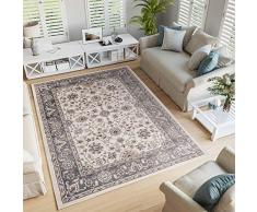 TAPISO Colorado Tappeto Salotto Moderno Soggiorno Crema Grigio Motivo Floreale Orientale Tradizionale 200 x 300 cm