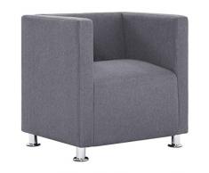 vidaXL Poltrona Cubo Lusso Relax Elegante Imbottita Seggiola Cabriolet Divanetto a Pozzetto Telaio Legno Rivestita in Poliestere Grigio Chiaro