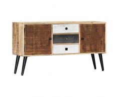 Festnight Credenza in Legno Massello di Mango con 3 Cassetti e 2 Ante,Credenza Vintage,Credenza Soggiorno Vintage,Credenza con Armadietto 118x30x62 cm