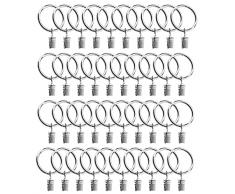 40 Pezzi Anelli per Tende con Clip, 38 mm Metallo Decorativo Drappeggio Finestra Tenda Anello Ganci con Occhielli per Tenere Tende Pesanti Set di Aste e Tende