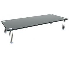 RICOO FS7828-B, Supporto TV Tavolo, Rialzo televisore di Vetro, Staffa Universale, Piedistallo Televisione, Base Piede televisori, Stand Colore Nero
