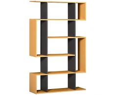 homcom Libreria Moderna a 5 Livelli con 13 Ripiani Aperti e Design Sfalsato, in Pannelli di Truciolato, 95x25x150.5 cm, Grigia e color Legno