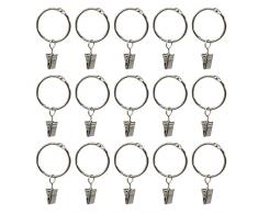 Anelli per Tende,Clip per Tende,40 Pezzi Clip per Tende Metallo Finestra Tenda Anello Ganci,Anello per Argento Tenda con Clip Set Metallo,Clip con Occhielli,35mm Diametro Interno