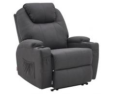 MCombo 7061 - Poltrona relax elettrica con funzione per posizione sdraiata (colore grigio scuro, in microfibra)