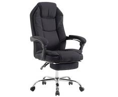 CLP Poltrona Presidenziale Relax Castle I Sedia Ergonomica Imbottita Con Poggiapiedi Estraibile, Colore:nero