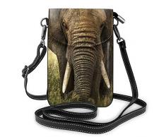 Lelefante africano borsa a tracolla donna in pelle leggera antifurto regolabile cinghia mobile portafoglio, mini borsa a tracolla