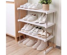 Qisiewell Scaffale per Cucina Armadio Libri Bagno Armadio Base Scaffale per Scarpe Bianco Plastica Multifunzione Pieghevole e impilabile Scaffale di Base 3 Ripiani