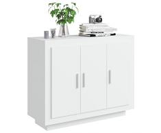 Festnight Credenza Soggiorno, Mobiletto Multiuso, Credenza Cucina Moderna in Legno Multistrato Bianca 92x35x75 cm