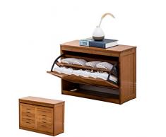 AVEO Scarpiera Scarpiera Panca Legno 2 Ripiani Scarpiera Scaffale a Scomparsa Armadio scarpiera Organizzatore per Ingresso/corridoio Portascarpe (Color : Wood, Dimensione : 60cm)