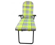 Poltrona Sdraio Pompei, Telaio in Ferro Imbottito, Comoda, Reclinabile in 6 Posizioni, Pieghevole Pic- Nic Esterno Interno 100% MADE IN ITALY (Verde e Grigio)