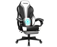 IntimaTe WM Heart Sedia Gaming Ergonomica Sedia Gamer con poggia Piedi Sedia da Gioco con Supporto Poggiatesta e Lombare Poltrona Sedia Girevole Sedia Scrivania Ufficio con Altezza Regolabile grigio