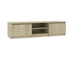 vidaXL Mobile Porta TV Minimalista con 2 Ante 2 Scomparti Aperti Armadietto Credenza Multimediale Bassa Rovere Sonoma 140x40x35,5 cm in Truciolato