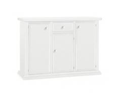 Mar.c.a. Design - Credenza Soggiorno, Legno di Pioppo Bianco Opaco Elegante, Credenza Arte Povera Made in Italy, Mobile Soggiorno con 3 Sportelli e 1 Cassetto - Misura 120x40x85h