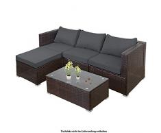 Montafox Set di mobili da Giardino polyrattan Divano per Esterno angolare Rattan terazzo Balcone, Colore:Natura Screziato/Grigio nottambulo
