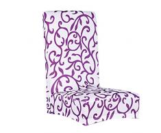 LUOEM Coprisedia Rimovibile Sala Da Pranzo Sedia Sgabello Copertina (stampa bianco viola)