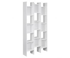 WeHome - Libreria Scaffale 15 Ripiani, Libreria Da Parete, Mobile Soggiorno, Scaffale Legno, Struttura Con Pannelli Truciolari, Arredamento Casa, Libreria Verticale, 96x25x192 cm (Bianco)