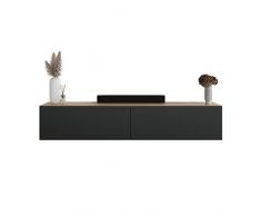 Planetmöbel Pannello TV 160 cm Rovere ORO/Antracite, Mobile TV Con 2 sportelli per larchiviazione, Lavagna sospesa o in piedi, credenza soggiorno