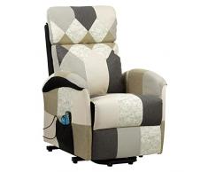 Totò Piccinni Poltrona Relax Reclinabile con Poggiapiedi Imbottita (Style Elettrica Alzapersona, Patchwork Elegant)