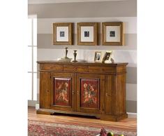 Estea Mobili - CREDENZA NOCE ANTICATO ANTE DECORATE L 201 P 52 H 114 - 614-ADEC - Come foto
