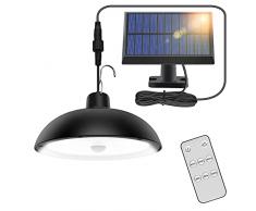 Lampade Solari da Esterno, 78LED 4 Modalità Lampada a Sospensione Solare con Sensore di Movimento, Telecomando, 360 ° Pannello Solare Regolabile, IP65 Impermeabile Luce Solare per Giardino,Garage