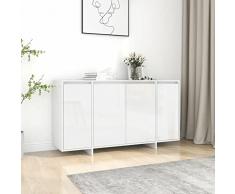 Leepesx Credenza Cucina Credenza Soggiorno Credenza Credenza Alta Credenza Soggiorno Moderno Credenza Bianco Lucido 135x41x75 cm in Truciolato